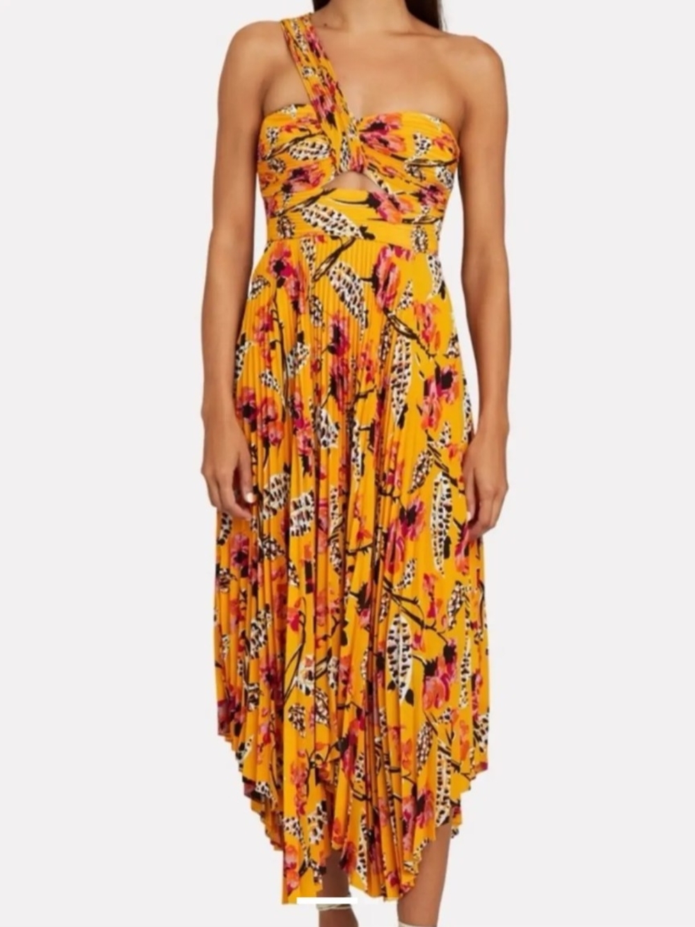 A.L.C. Aurora Pleated One-Shoulder Dress